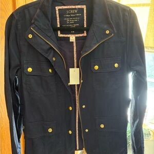 J. Crew Navy Cotton Utility Field Jacket with Brass Hardware